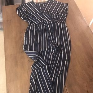 Navy Blue Pinstripe Jumpsuit - Sz L